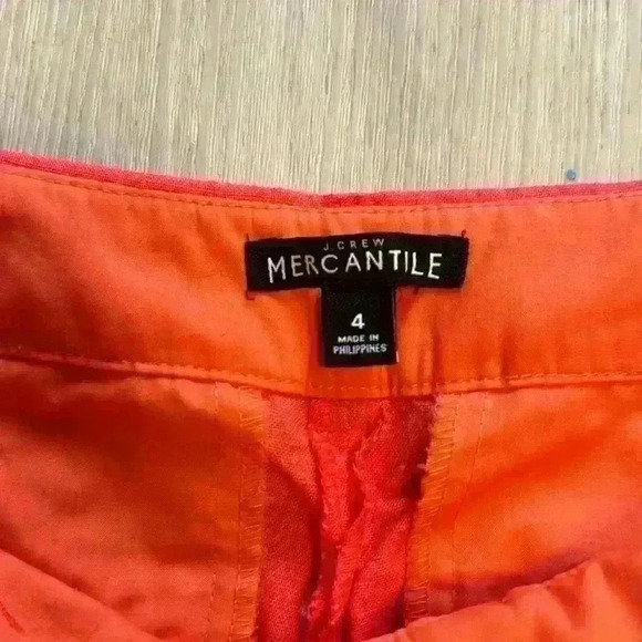 J. Crew Factory Scalloped Hem Shorts Flat Front Orange/Pink Women's Size 4 NWOT - Picture 2 of 3